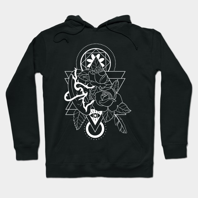 Forking Paths (white lines) Hoodie by Spazzy Newton